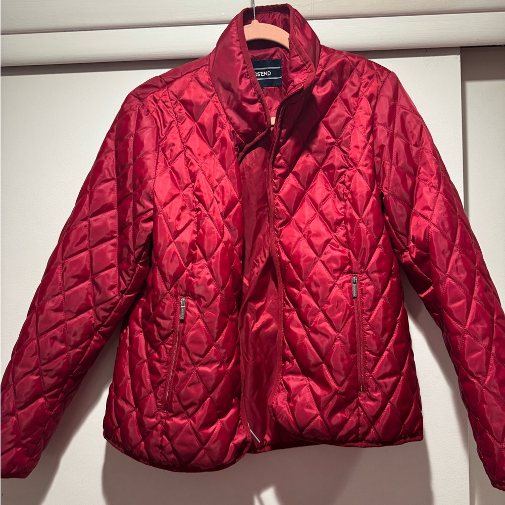 Lands' End Vibrant Red Quilted Puffer Coat